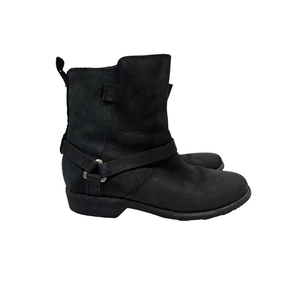 Teva De La Vina Dos Boots Womens 7 Black Waterproof Leather Side Zip